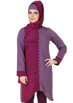 MyBatua Nabeeha Wine & Purple Crepe Tunic 1