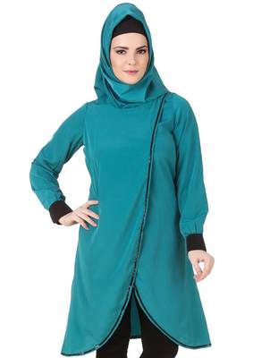 MyBatua Sunya Bottle Green Crepe Tunic 1