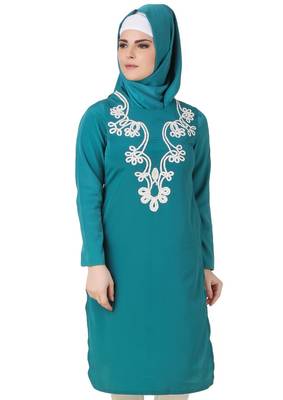 MyBatua Fariha Bottle Green Crepe Tunic 1