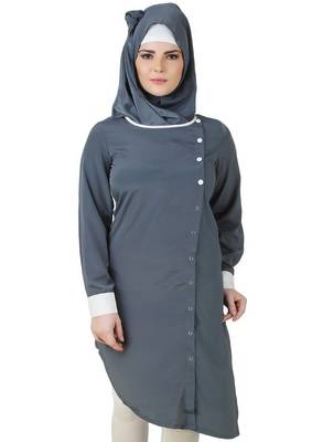 MyBatua Qirat Grey Crepe Tunic 1