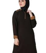 MyBatua Nuriyah Black-Beige Georgette & Crepe Tunic
