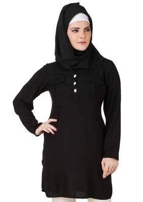 MyBatua Fatinah Black Rayon Tunic 1