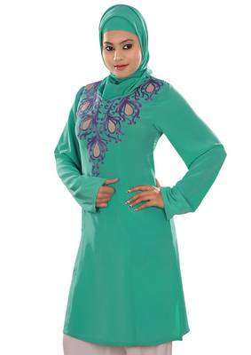 MyBatua Reham Green Embroidered Tunic 1
