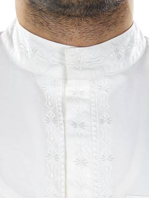 White Plain Cotton Islamic-Kurta-Pajama 3