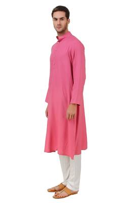 Pink Plain Rayon Islamic-Kurta-Pajama 2