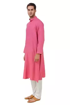 Pink Plain Rayon Islamic-Kurta-Pajama