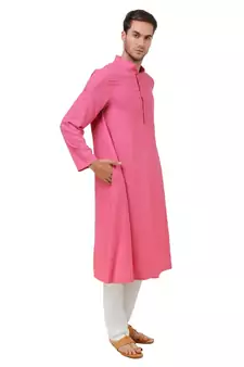 Pink Plain Rayon Islamic-Kurta-Pajama