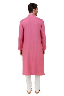 Pink Plain Rayon Islamic-Kurta-Pajama 4