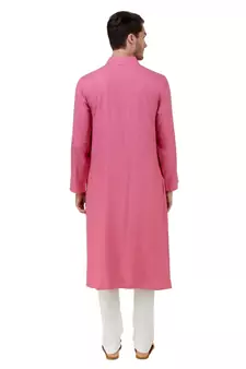 Pink Plain Rayon Islamic-Kurta-Pajama