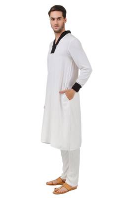 White Plain Rayon Islamic-Kurta-Pajama 2