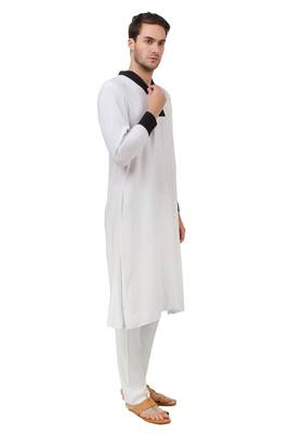 White Plain Rayon Islamic-Kurta-Pajama 3
