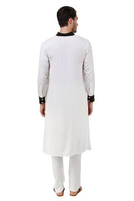 White Plain Rayon Islamic-Kurta-Pajama 4