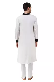 White Plain Rayon Islamic-Kurta-Pajama