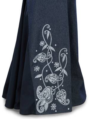 Blue  Plain Cotton Islamic Skirts 2