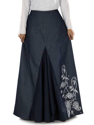Blue  Plain Cotton Islamic Skirts 3
