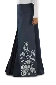 Blue  Plain Cotton Islamic Skirts