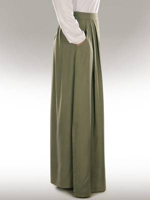 Green Plain Rayon Islamic Skirts 2