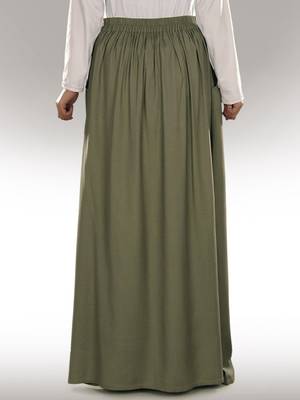Green Plain Rayon Islamic Skirts 3