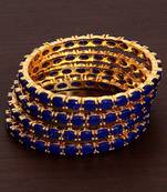 Gold Plated Blue Stone Embellished Designer Bangles for Women