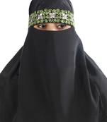 MyBatua Black Farhat Black Crepe Embroidered Niqab