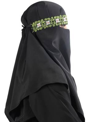 MyBatua Black Farhat Black Crepe Embroidered Niqab 2