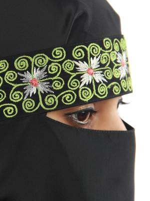 MyBatua Black Farhat Black Crepe Embroidered Niqab 3
