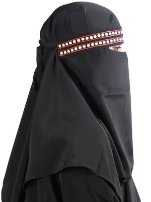 MyBatua Black Yumn Black Crepe Embroidered Niqab 2