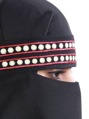 MyBatua Black Yumn Black Crepe Embroidered Niqab 3