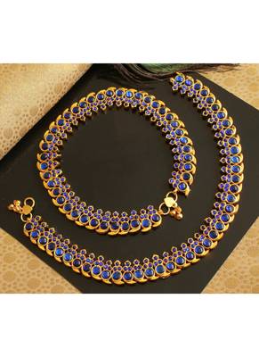 Beautiful Gold Plated Blue Mango Designer Anklets  1