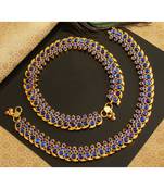 Beautiful Gold Plated Blue Mango Designer Anklets 
