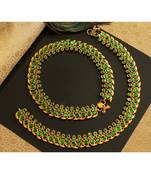 Beautiful Gold Plated Green Mango Designer Anklets Dj20077