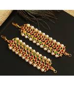 Beautiful Kemp Green Pearl Peacock Designer Earrings Side Chain Dj20079