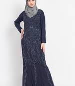 Nazneen Full Embellished Navy Party Abaya