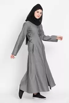 Nazneen Front Open With Zip Denim Abaya