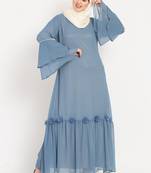 Nazneen Bell Sleeve Flowers Around Knee Party Abaya