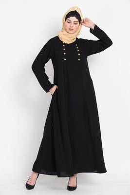 Nazneen Pleat And Decerative Button Abaya 1