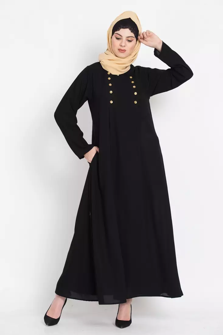 Nazneen Pleat And Decerative Button Abaya