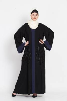 Nazneen Contrast Band Hand Work Dubai Kaftan 1