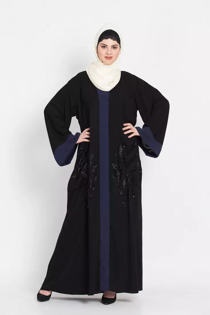 Nazneen Contrast Band Hand Work Dubai Kaftan