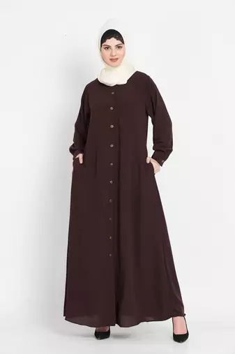 Nazneen Front Open Cuff And Band Casual Abaya