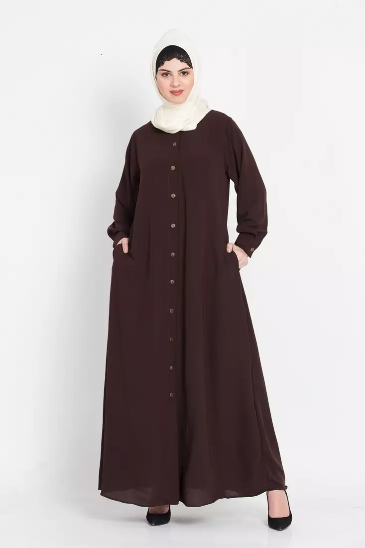 Nazneen Front Open Cuff And Band Casual Abaya