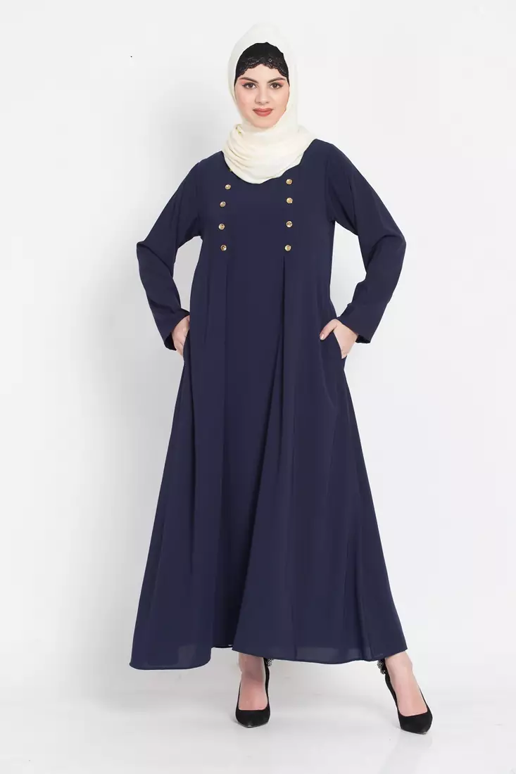 Nazneen Pleat And Decerative Button Abaya