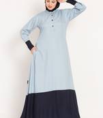 Nazneen Contrast Bottom & Cuff  Casual Abaya
