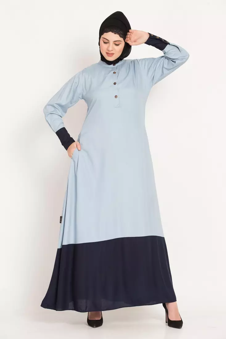 Nazneen Contrast Bottom & Cuff  Casual Abaya
