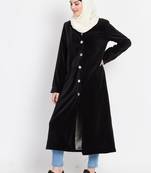 Nazneen Velvet Front Open Coat Abaya
