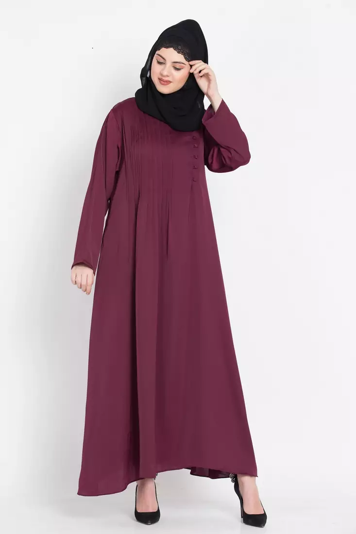 Nazneen Pin Tuck Side Placket Abaya