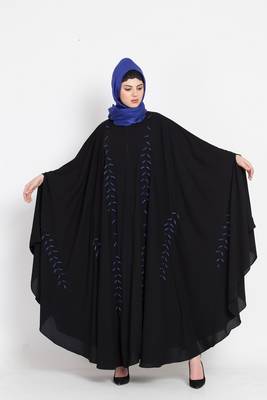 Nazneen Black Blue Hand Work Irani Kaftan 1