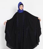 Nazneen Black Blue Hand Work Irani Kaftan