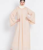 Nazneen Pearls Hand Work Halter Neck Peach Wedding  Abaya