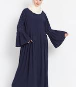 Nazneen  Pleated And Pearls  Front Open Abaya